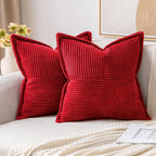 MIULEE Decorative Throw Pillow Covers for Couch 18x18 Inch Red 2 Pack