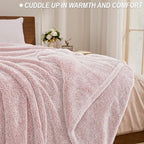 Exclusivo Mezcla Plush Fuzzy Fleece Throw Blanket Extra Large, Super Soft, Fluffy and Warm Blankets for Couch, Bed, All Season (Mixed Dusty Pink, 50x70 inches)