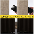 NICETOWN Burlap Vintage Open Linen Weave Flax Thermal Curtains, 100% Blackout Curtains 90" Long for Dining Room, Soundproof Window Treatment Drapes for Home Cinema, 52" Wide Per Panel, Set of 2