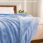 Exclusivo Mezcla Plush Fuzzy Fleece Throw Blanket Extra Large, Super Soft, Fluffy and Warm Blankets for Couch, Bed, All Season (Mixed Cobalt Blue, 50x70 inches)