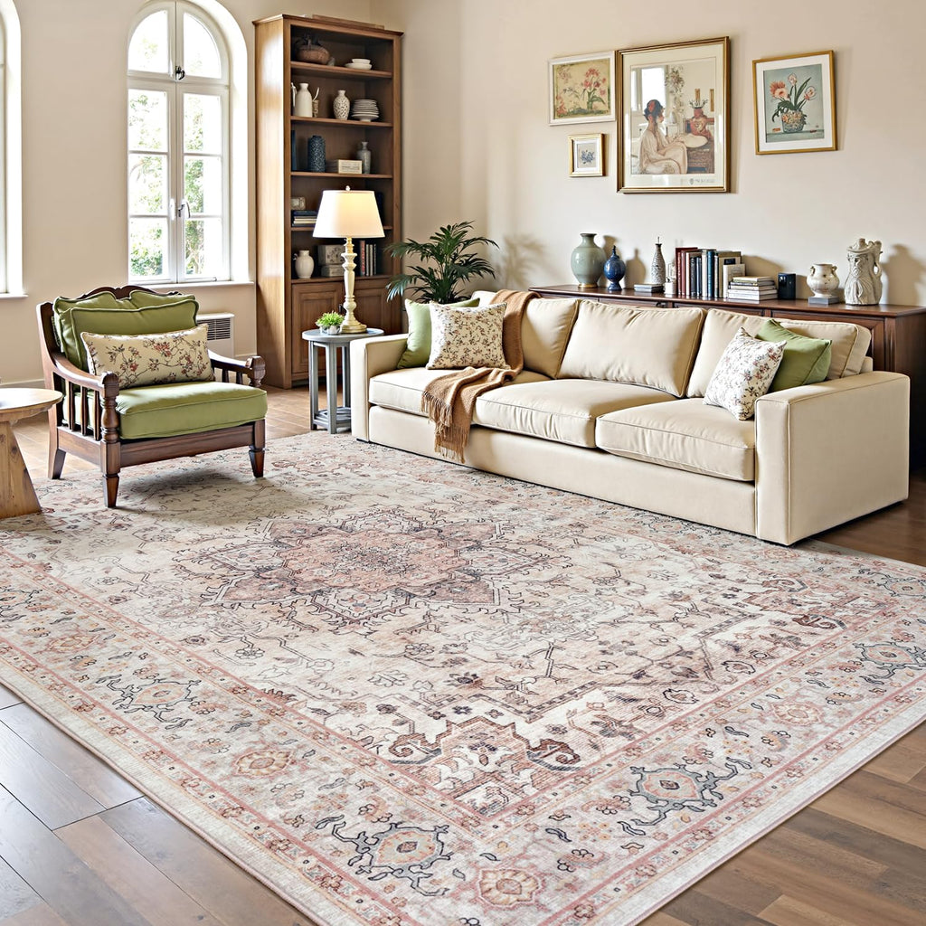 Lofus 5x7 Pink Area Rugs for Bedroom Living Room, Vintage Boho Carpet