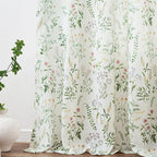 jinchan Floral Linen Blend Curtains for Living Room 84 Inch Length French Country Farmhouse Printed Curtains Sage Green on White Rod Pocket Back Tab Light Filtering Window Drapes 2 Panels