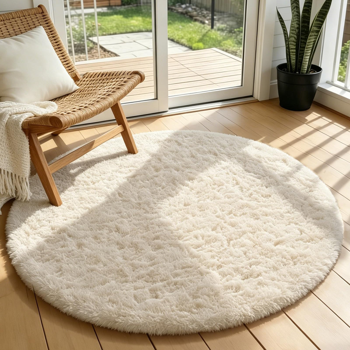Ophanie Round Rugs 3Ft Grey Circle Area Rug,Christmas Room Decor, Aesthetic Nursery Bedroom Carpet, Fluffy Fuzzy Plush Soft Shaggy Gray Living Room Rugs for Kids Boys Girls Teen Baby Home, Dorm