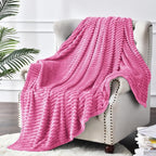 BEDELITE Fleece Blanket Twin Size – 3D Ribbed Jacquard Soft and Warm Decorative Fuzzy Blankets – Cozy, Fluffy, Plush Lightweight Throw Blankets for Couch, Bed, Sofa(Hot Pink, 60x80 inches)