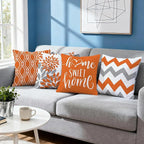 Hexagram Geometric Orange Pillow Covers 18x18 Set of 4, Decorative Outdoor Boho Modern Throw Pillow Covers, Home Sweet Home Farmhouse Cushion Case for Couch Sofa Bedroom Indoor Decor(No Insert)