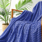 Exclusivo Mezcla Fleece Queen Blanket for Bed, Extra Large Fuzzy Cobalt Blue Bed Blankets, Soft Cozy Plush Sofa Throws for All Seasons, 90x90 Inches