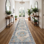TOPRUUG Washable Runner Rug 3x16 - Hallway Runner Rug Kitchen Rugs and Mats Non Skid Washable Waterproof Carpet Runner for Living Room Bedroom Bathroom (Blue, 3X16)