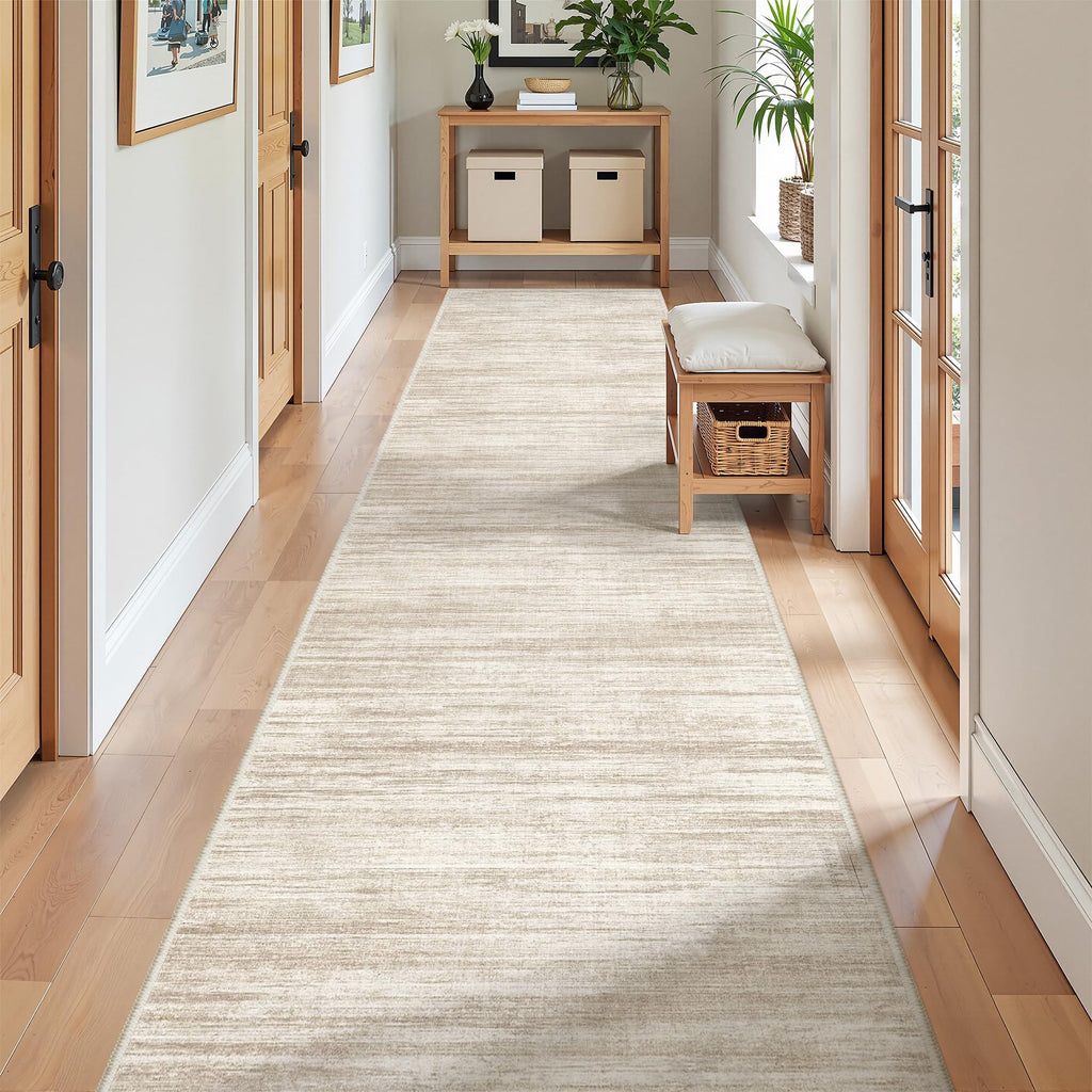Restydon 2x12 Runner Rug Non Slip,Washable Hallway Runner Rug,Brown