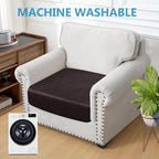 Leather Look Couch Cushion Covers Sofa Seat Slipcovers Sets Couches Furniture Protector for Sectional Armchair Loveseat Pets Kids Stretch Spandex Fabric (1 Cushion Armchair, Chocolate)