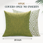 HPUK Throw Pillow Covers 20x20, 4 Pack, Green Textured Couch Pillow Covers