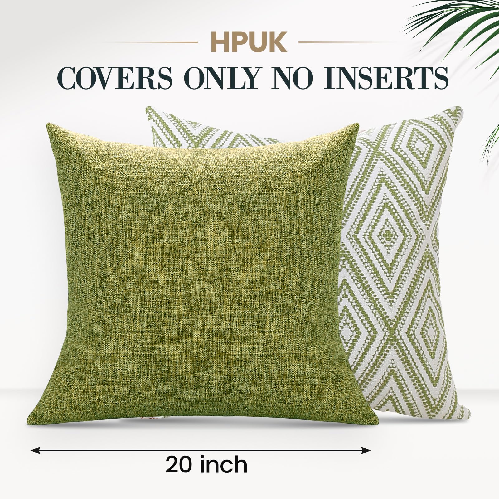 HPUK Throw Pillow Covers 20x20, 4 Pack, Green Textured Couch Pillow Covers