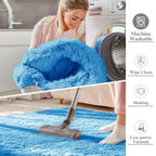 OLANLY 5x8 Machine Washable Large Area Rugs for Living Room, Bedroom, Soft Fluffy Shaggy Bedside Rug, Indoor Floor Carpet for Kids Girls and Boys, Dorms, Nursery, Home Decor Aesthetic, Bright Blue