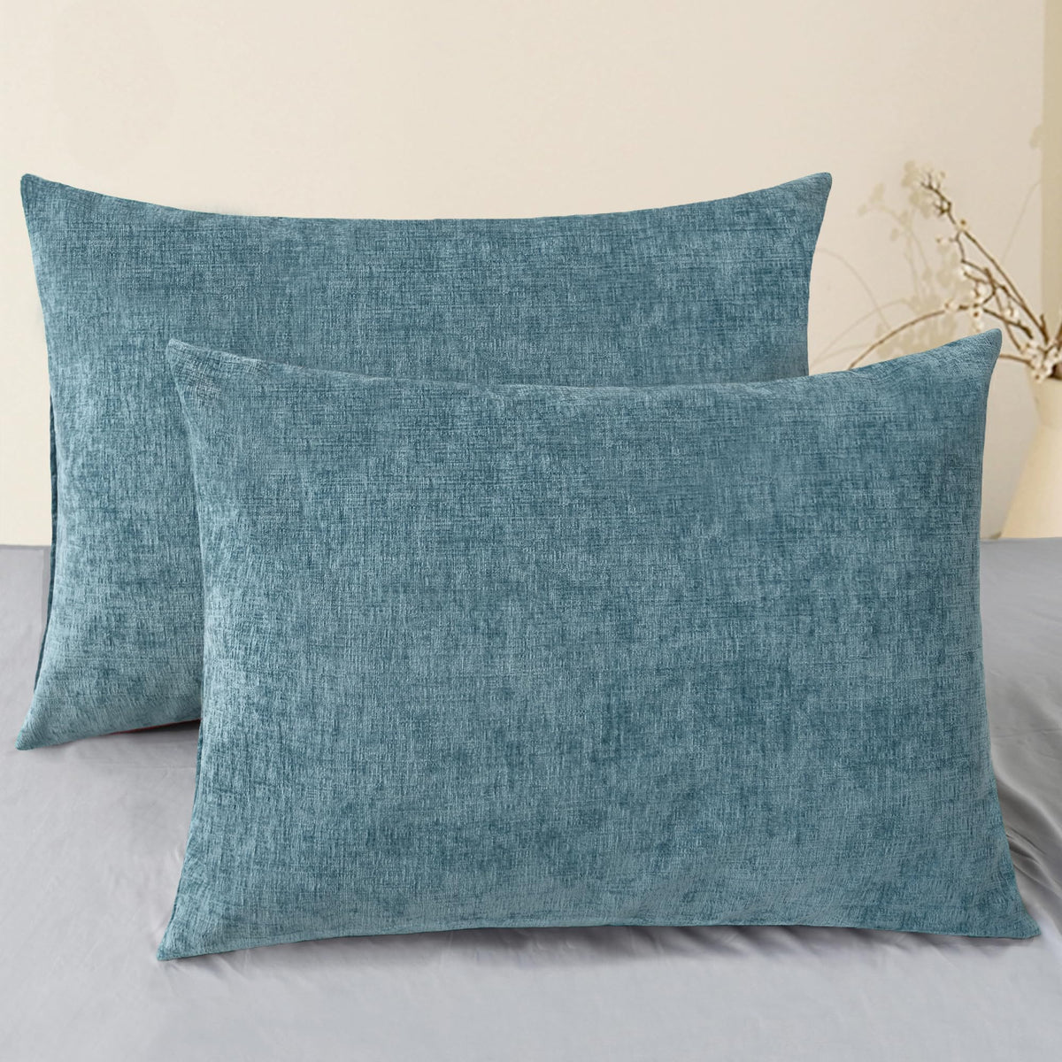 CaliTime Decorative Standard Throw Pillow Covers 26 X 20 Inches True White