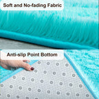 TWINNIS Super Soft Shaggy Rugs Fluffy Carpets, 5x8 Feet, Indoor Modern Plush Area Rugs for Living Room Bedroom Kids Room Nursery Home Decor, Upgrade Anti-Skid Rectangular Fuzzy Rug, Blue