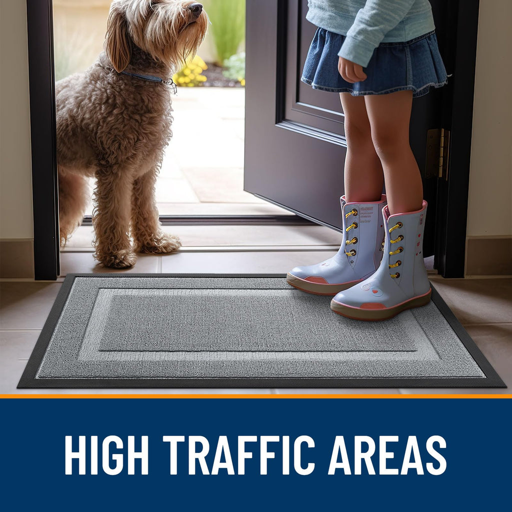 OLANLY Front Door Mat Outside 47x23, All-Season Heavy-Duty Rubber Doormat