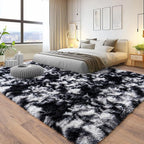 Pionblank Large Area Rug for Living Room 10x14, Fuzzy Modern Shag Rug, Fluffy Plush Non Slip Soft Furry Carpet for Bedroom Kids Room Nursery Teens Dorm Home Decor, Black White
