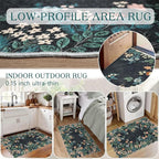 Othilic Front Door Mat Outside Entrance - 2x3 Dark Navy Floral Non-Slip Washable Doormat Indoor Outdoor Mat Boho Vintage Entry Rug Small Throw Rugs for Entryway Kitchen Front Porch Decor