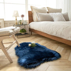 Ashler Faux Fur Rug, Fluffy Shaggy Area Rug Ultra Soft 2 x 3 Feet Sheepskin Fur Rug, Navy Blue Fuzzy Machine Washable Shag Rug, Nursery Decor Throw Rugs for Bedroom, Kids Room, Living Room