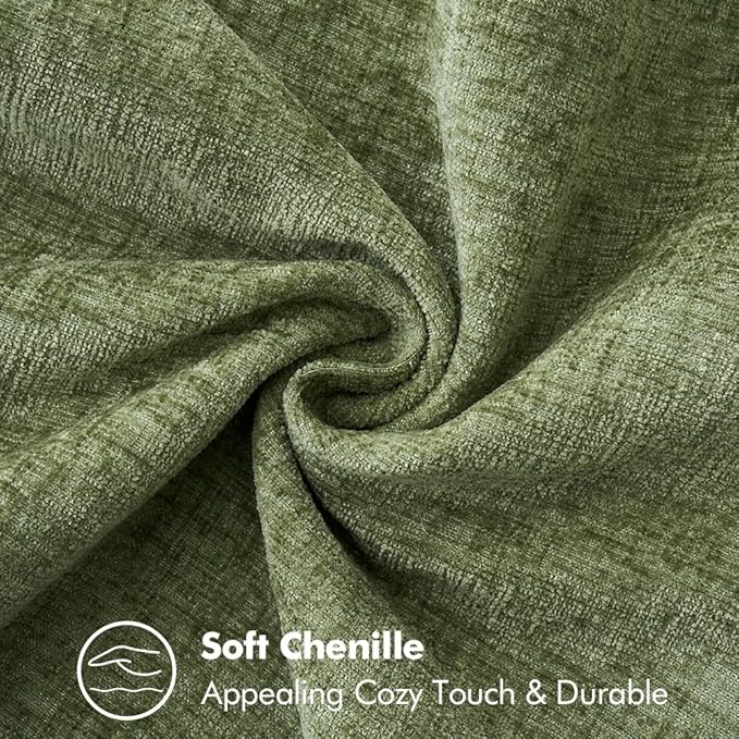 MIULEE Pack of 2 Couch Throw Pillow Covers 20x20 Inch Sage Green Farmhouse Decorative Pillow Covers with Stitched Edge Soft Chenille Solid Dyed Spring Pillow Covers for Sofa Bed Living Room