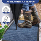 Mibao Front Door Mat, Heavy Duty Durable Welcome Mat for Outdoor Indoor, Dirt Trapper Waterproof Super Absorbent Door Mat for Entryway Outside Patio Porch, 35.5" x 24", Blue