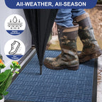 Mibao Front Door Mat Outdoor Entrance, 36" x 24" Heavy Duty Welcome Mat for Outdoor and Indoor, Waterproof Dirt Trapper Doormat, Super Absorbent Indoor Entryway Mat for Patio & Porch - Blue
