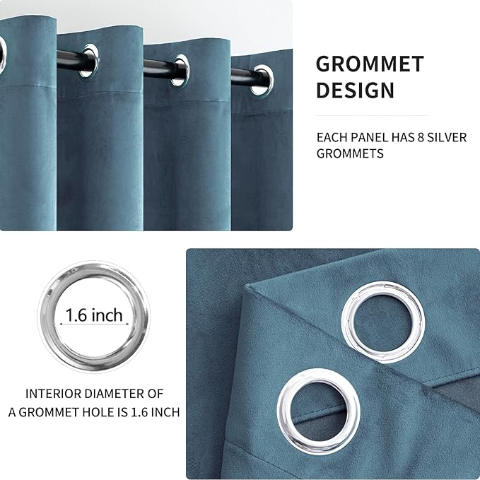 MIULEE Velvet Curtains Dark Slate Blue 52 x 96 Inch Length Set of 2