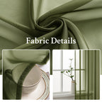MIULEE Olive Green Sheer Curtains 54 X 45 Inches, 2 Panels