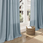Extra Long Light Blue Linen Curtains 120 Inch for Living Room 2 Panels Set Rod Pocket Back Tab Light Filtering Semi Sheer Soft Linen Window Drapes Privacy High Ceiling Drapes for Farmhouse 52x120