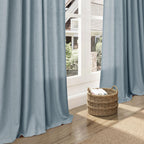 Nanspring Light Blue Linen Curtains 72 Inch Length for Living Room Semi Sheer Light Filtering Door Drapes 2 Panels Set for Kids Bedroom Light Filtering Back Tab Rod Pocket Modern Farmhouse Decor 52x72