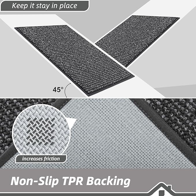 BEQHAUSE Kitchen Rugs 20"x32", Non-Slip Kitchen Mats for Floor, Super Absorbent and Stain Resistant Kitchen Rugs, Machine Washable Rugs for Kitchen, Hallway, Laundry & Sink, Charcoal