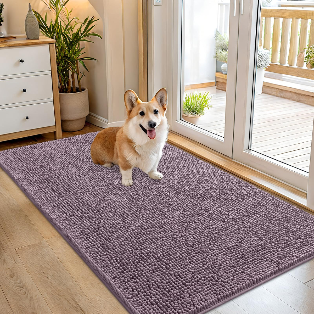 OLANLY Dog Door Mat for Muddy Paws 54x32, Super Absorbent Chenille Mud Mat