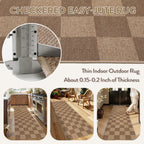 Lahome Checkered Easy Jute Kitchen Runner Rug, 2x8 Outdoor Rugs Washable