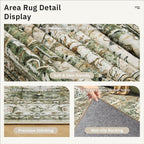 Soalmost 5x7 Area Rugs Low Pile Indoor Washable Trendy Faded Style Rugs for Bedroom Living Room Dining Room Foldable Non-Slip Thin Print Mat Green Olive Beige