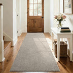 FinRèc 2x6 Washable Runner Rugs for Kitchen Hallway Bedroom, Low Pile Thin Rug Solid Color, Non-Slip Carpet Indoor for Home Decor (Light Tan)