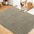 OLANLY Dog Door Mat for Muddy Paws 40x32, Absorbs Moisture and Dirt, Absorbent Non-Slip Washable Doormat, Quick Dry Chenille Mud Mat, Entry Indoor Entryway Carpet for Inside Floor, Warm Taupe