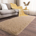 Soft Runner Rugs for Bedroom Hallways, 2x5 Beige Fluffy Shag Throw Area Rug Non Slip for Bedside Dorm, Long Shaggy Furry Carpet for Nursery Living Room