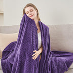 inhand Purple Fleece Twin Blanket, Super Soft Flannel Leaves Pattern Fuzzy Blanket for Couch Sofa Bed, 60 x 90 Inches