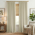 NICETOWN Room Darkening Bedroom Curtains 84 inches Long, Pinch Pleated Curtains Faux Linen Blend Light Blocking Noise Canceling Thermal Drapes for Living Room, Linen Beige, W52 x L84, 2 Panels