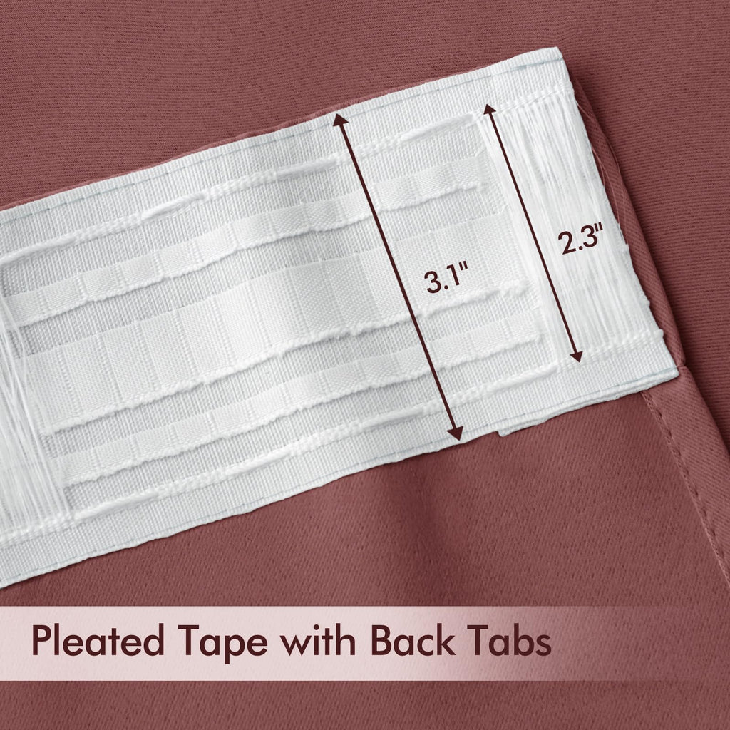 MIULEE Dusty Rose Back Tab Blackout Curtains 52x108 Inch Long 2 Panels Set