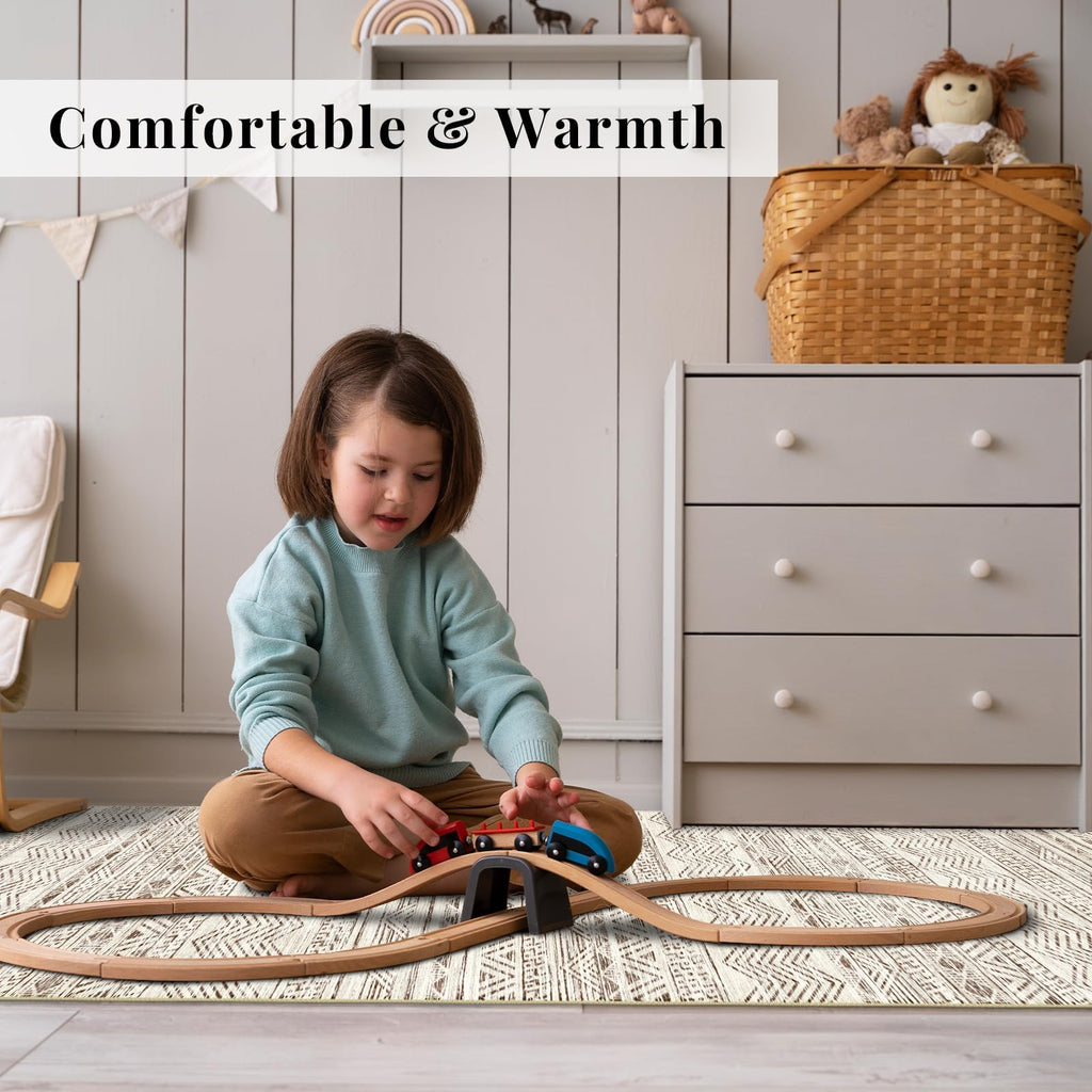 2x4 Runner Rug Washable Moroccan: Non Slip Entryway Throw Rugs Beige
