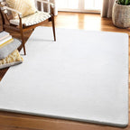 Amearea 4x4 Square Area Rugs for Bedroom Living Room, Modern White Thickened Memory Foam Rug, Fluffy Indoor Washable Rug Non Slip Minimalist Carpet for Entryway Kids Boys Girls Dorm Nursery Room Decor