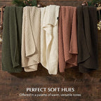 EVERGRACEHOME Chunky Chenille Knit Throw Blanket for Couch, Soft Luxurious Moss Stitch Blankets for Bed, Cozy Decorative Farmhouse Knitted Throws for Sofa, Cocoa Brown, 50" x 60"