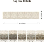 Hallway Washable Runner Rug 2x12 - Non Slip Vintage Kitchen Runner Rugs for Entryway Low-Pile Waterproof Long Runners for Living Room Bedroom Medallion Indoor Floor Mat for Bathroom Laundry Beige