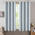 MIULEE Linen Textured Curtains for Bedroom Solid 100% Blackout Thermal Insulated Chambray Blue Grommet Room Darkening Curtains & Drapes Luxury Decor for Living Room Nursery 52 x 54 Inch (2 Panels)