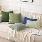 MIULEE Corduroy Decorative Throw Pillow Covers 18x18 Moss Green Pack of 2