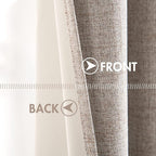MIULEE 100% Blackout Linen Curtains for Bedroom 52x96 Inches Khaki