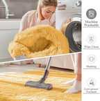 OLANLY 5x8 Machine Washable Large Area Rugs for Living Room, Bedroom, Soft Fluffy Shaggy Bedside Rug, Indoor Floor Carpet for Kids Girls and Boys, Dorms, Nursery, Home Decor Aesthetic, Mustard Yellow