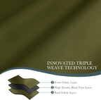 PONY DANCE Blackout Kitchen Curtains - Window Drapes Rod Pocket & Back Tab Energy Efficient Curtain Panels Xmas Home Decor for Kids' Room, 42-inch Wide by 45 Long, Olive Green, 2 PCs