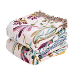 MSGKV Boho Throw Blanket 50"x60" 100% Cotton Floral Throw for Couch Sofa