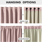 MIULEE 100% Blackout Linen Curtains for Bedroom, Pink Solid Luxury Decor Thermal Insulation Room Darkening Drapes for Living Room Nursery Back Tab Rod Pocket 42 x 63 Inches, 2 Panels